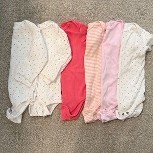 Primary Kids One Pieces Bodysuits - White, Red, Pink